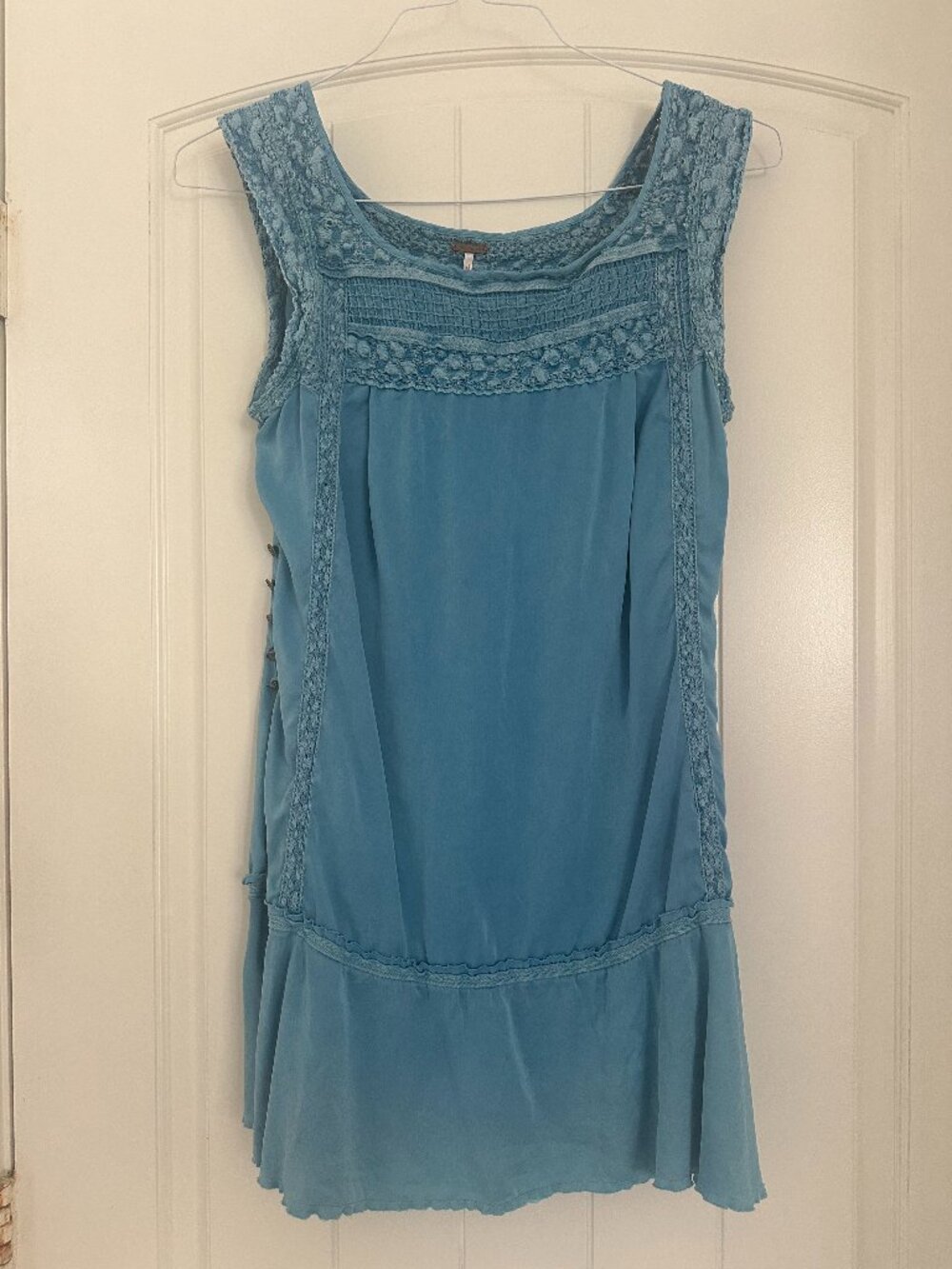 Free People Baby Blue 100% Silk Sleeveless Tunic/ Dress
